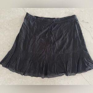 J. Crew Black Tiered Skater Skirt with Drawstring Waist